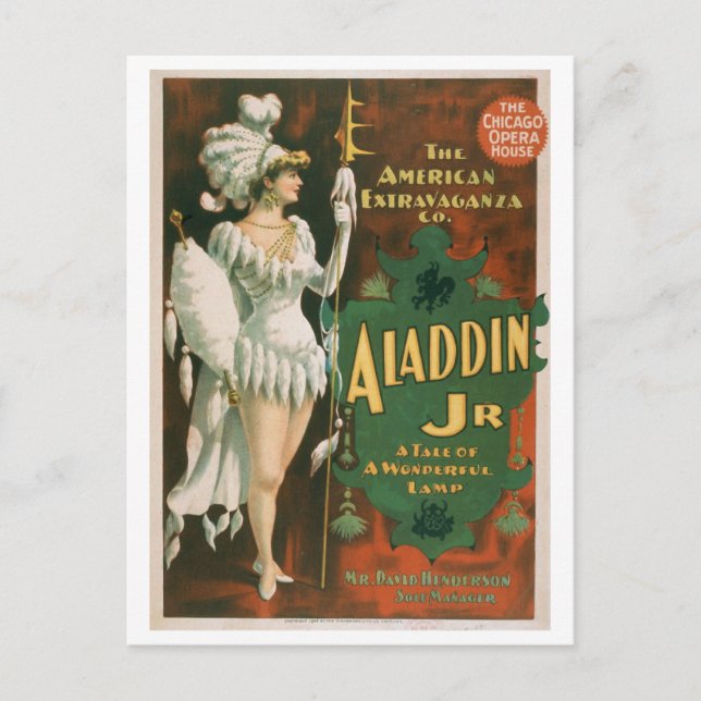 "Aladdin Jr" Vintage Theatre Postcard (Front)