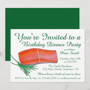 Alaksan Salmon Seafood Birthday Dinner Party Invitation