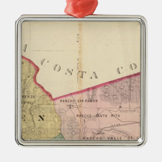 Alameda County map Metal Tree Decoration (Front)