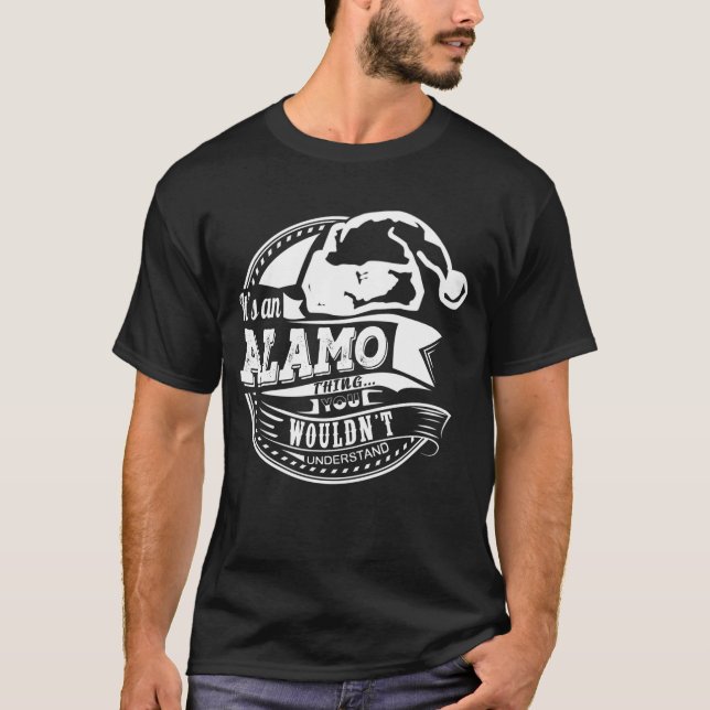 Alamo- Hat Xmas Personalised Name T-Shirt (Front)