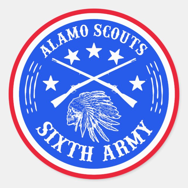 ALAMO SCOUTS 6TH ARMY LOGO CLASSIC ROUND STICKER (Front)