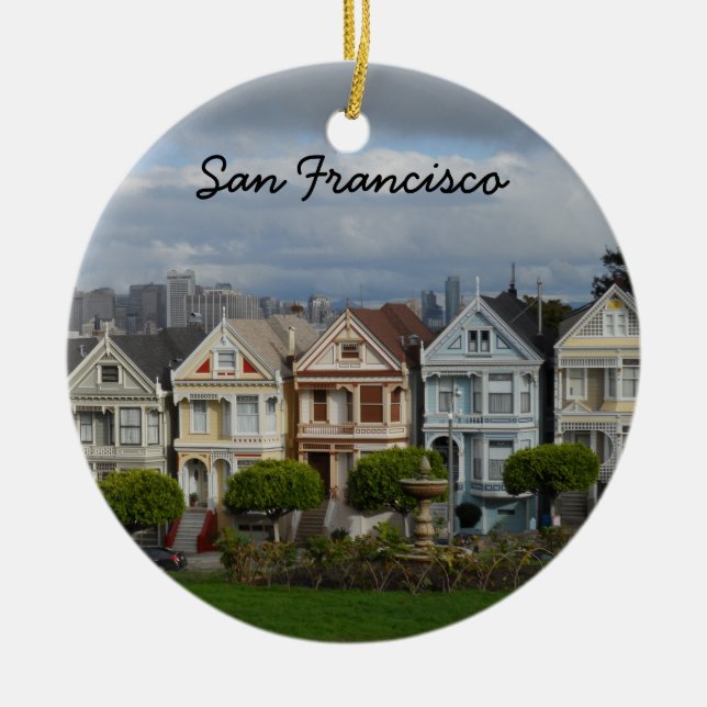 Alamo Square, San Francisco Ceramic Tree Decoration (Front)