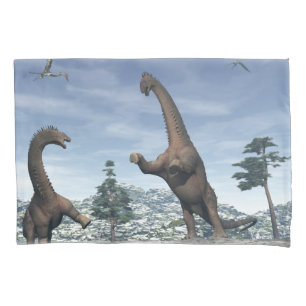 Alamosaurus dinosaurs fight - 3D render Pillowcase