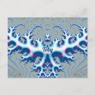 ALAN ~ Icy White and Blue 3D Fractal Design ~  Postcard