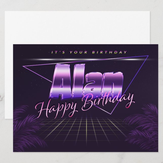 Alan Name First Name pura retro card Birthday (Front/Back)