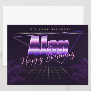 Alan Name Vorname lila retro Karte Geburtstag Card