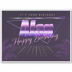Alan Name Vorname lila retro Sticker Geburtstag