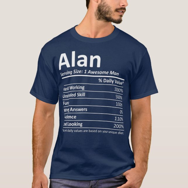 ALAN Nutrition Funny Birthday Personalised Name T-Shirt (Front)