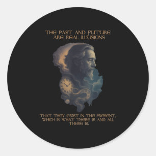 Alan Watts Quote Time Illusion Clock Cosmic Mind Classic Round Sticker