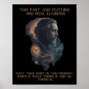 Alan Watts Quote Time Illusion Clock Cosmic Mind  Poster