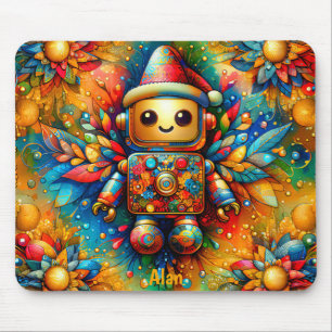 ALAN ~ Zany ROBOT Christmas Mouse Mat