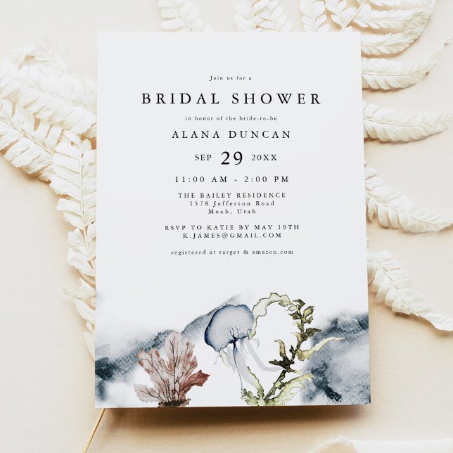 ALANA Tropical Ocean Coral Beach Bridal Shower Invitation (Creator Uploaded)