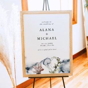 ALANA Tropical Ocean Coral Beach Wedding Welcome Poster