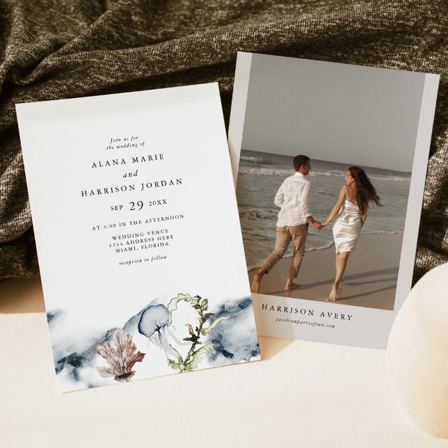 ALANA Tropical Ocean Coral Jelly Fish Beach Photo Invitation (Creator Uploaded)