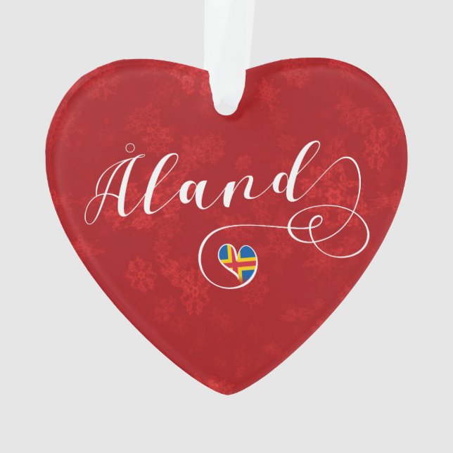 Åland Heart Flag, Aland Islands, Finland Ornament (Back)