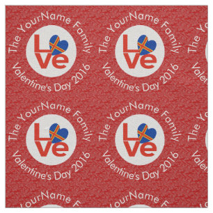 Åland Island Flag Heart LOVE Red Personalised Text Fabric