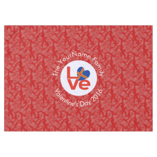 Åland Island Flag Heart LOVE Red Personalised Text Tablecloth