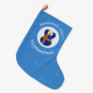 Åland Islander Flag Angel.Hanukkah Large Christmas Stocking