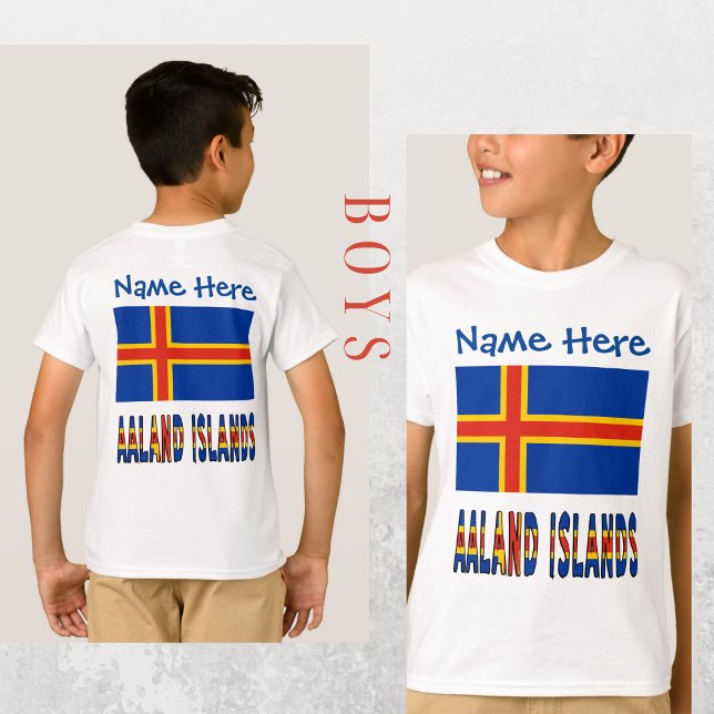 Åland Islands Ålander Flag Blue Personalisation  T-Shirt (Creator Uploaded)