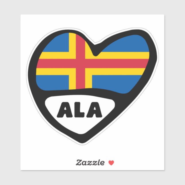 Åland Islands Country Code Flag Heart, ALA (Sheet)
