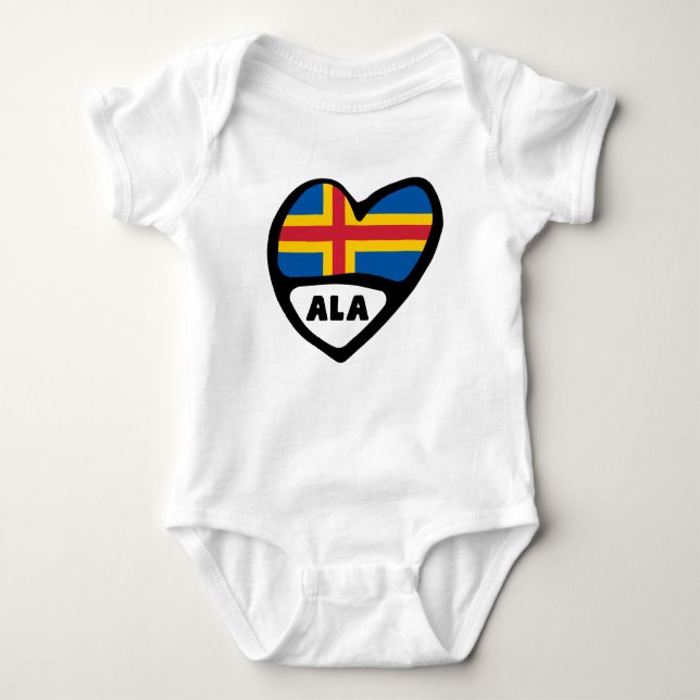 Åland Islands Country Code Flag Heart Baby Bodysuit (Front)
