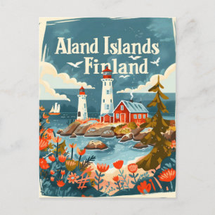 Åland Islands Finland hand drawn art Postcard