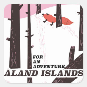 Åland Islands, Finland travel poster Square Sticker