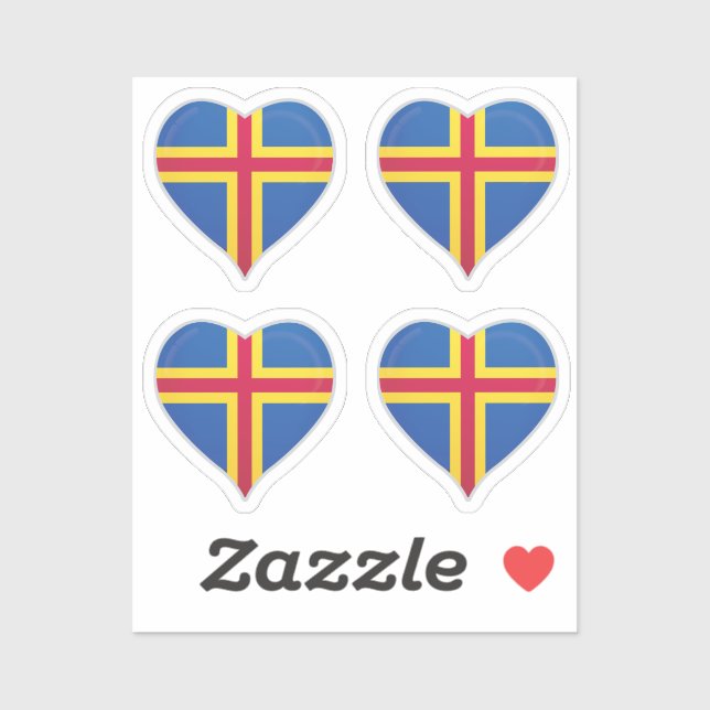 Aland Islands love flag pride heart sticker (Sheet)