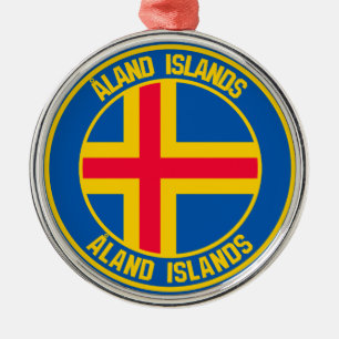 Åland Islands Round Emblem Metal Tree Decoration