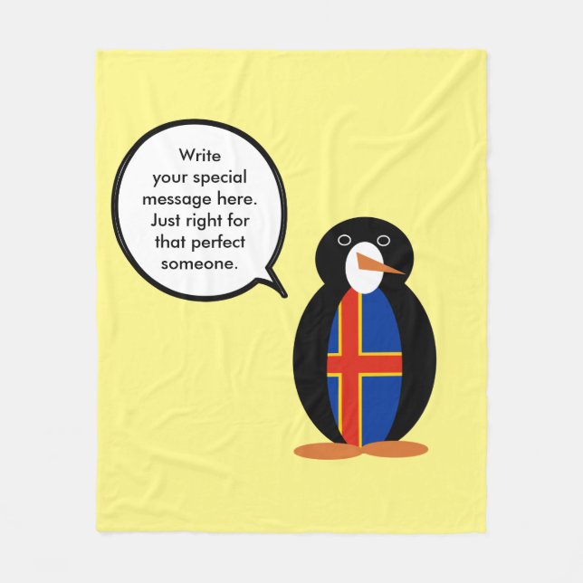Åland Islands Talking Ms Penguin Personalised  Fleece Blanket (Front)