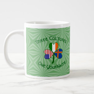 Ålander Irish American Flags Shamrock Personalised Large Coffee Mug