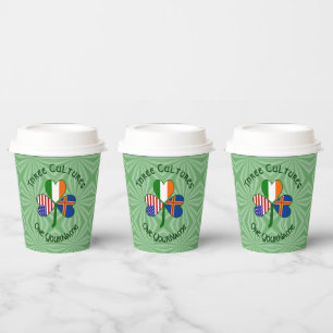Ålander Irish American Shamrock Personalised Text Paper Cups