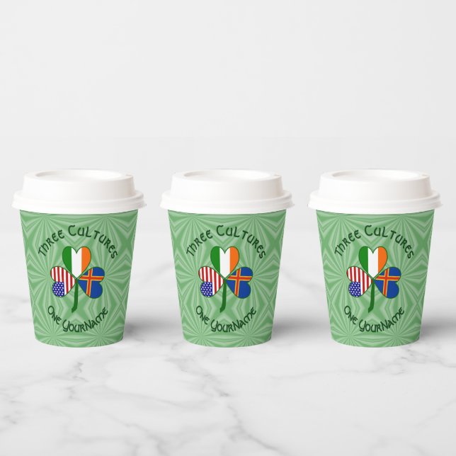 Ålander Irish American Shamrock Personalised Text Paper Cups (Multi)
