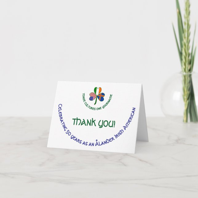 Ålander Irish USA Shamrock Personalised Thank You Card (Front)