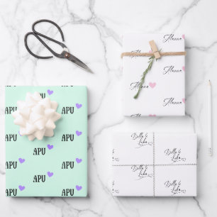 Alanna Lavender Heart Wrapping Paper Sheet