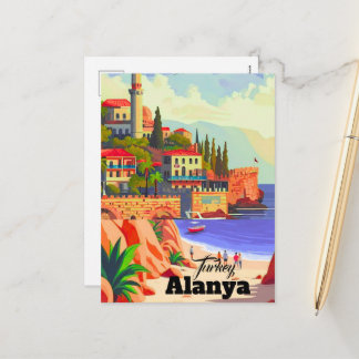 Alanya Turkey Wall Art, Print, Turkey Watercolor Holiday Postcard