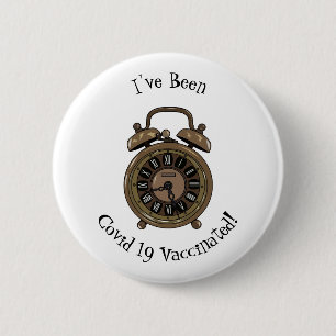 Alarm clock cartoon illustration 6 cm round badge
