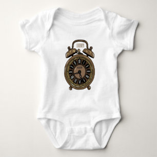 Alarm clock cartoon illustration baby bodysuit