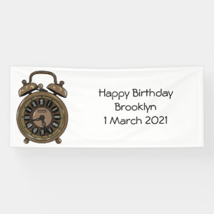 Alarm clock cartoon illustration banner