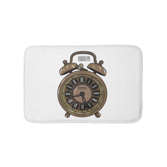 Alarm clock cartoon illustration bath mat (Front)