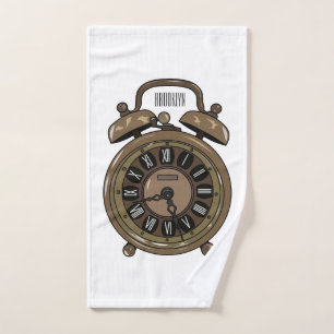 Alarm clock cartoon illustration bath towel set