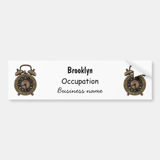 Alarm clock cartoon illustration bumper sticker (Front)