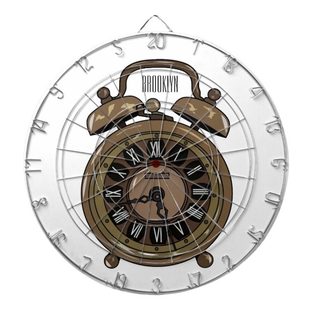 Alarm clock cartoon illustration dartboard (Front)