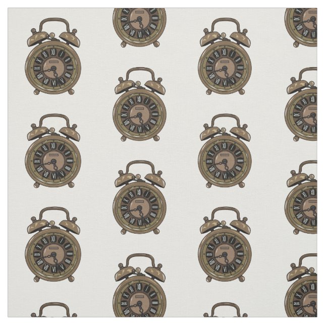 Alarm clock cartoon illustration fabric (Swatch)