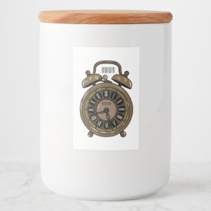 Alarm clock cartoon illustration food label