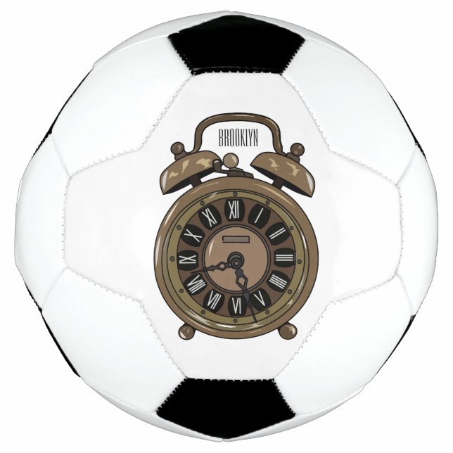 Alarm clock cartoon illustration football (Front)
