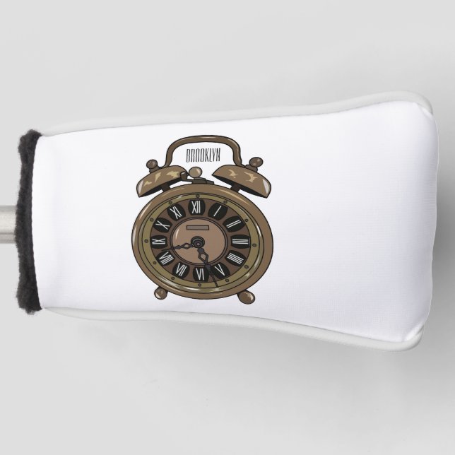 Alarm clock cartoon illustration golf head cover (Front)