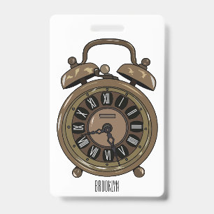 Alarm clock cartoon illustration ID badge