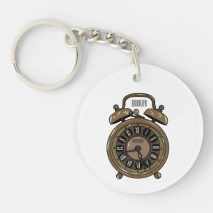 Alarm clock cartoon illustration key ring