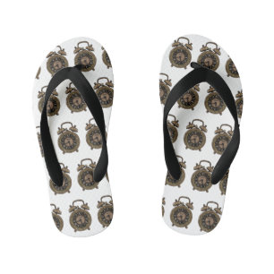 Alarm clock cartoon illustration kid's flip flops